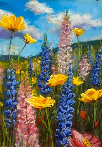 Summer Meadow. PASTEL painting (KT10)