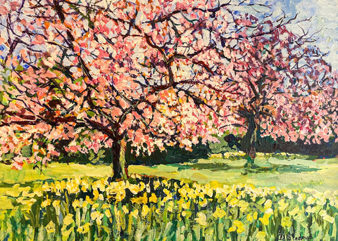 Blossoms and Daffodils. Oil on Canvas (DS06)