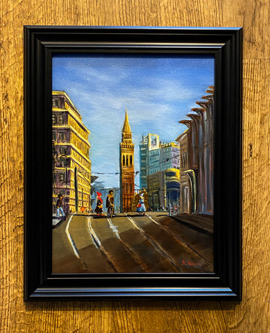 Corporation Street, Birmingham, Oil on Board, Framed (MS19)
