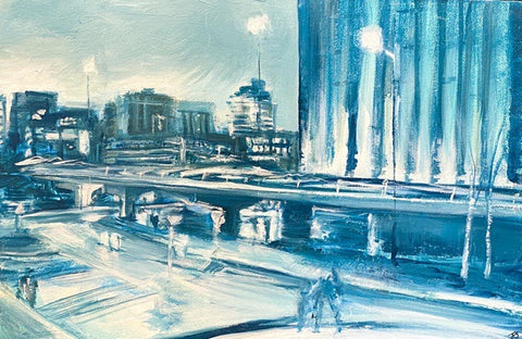 Blue Suffolk Street. Oil Painting, Framed (JS15)