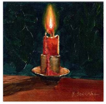 By the Candlelight, Oil on Wood Panel (MS29)