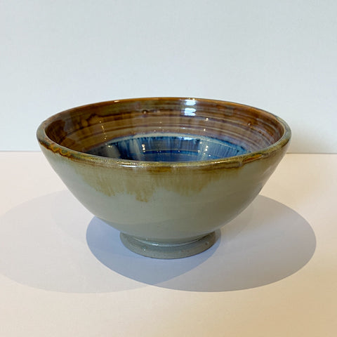 Small Ceramic Bowl, Blue inside, Brown Rim (MM24)