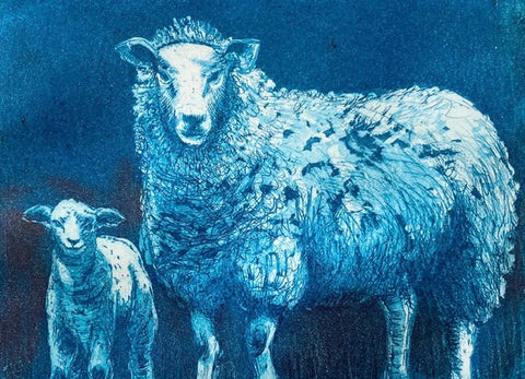 Ewe and Lamb 8/8, Framed Etching Print (CM06)