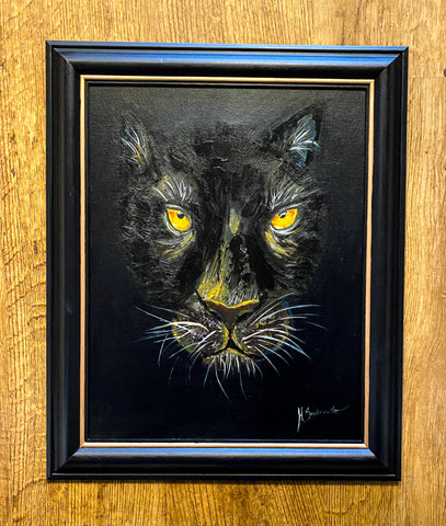 Black Panther, Oil on Board, Framed (MS21)