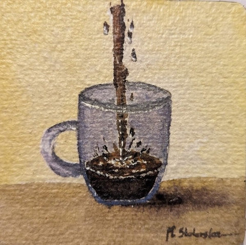Coaster Art: Coffee. Varnished watercolour (MS24)