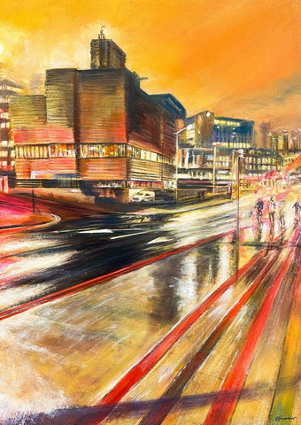 Orange Signal Box. Oil Painting, Framed (JS11)