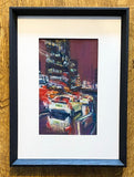Wet Rush Hour. Pastel Painting, Framed (JS18)