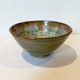 Small Ceramic Bowl, Green Inside, Brown Rim (MM29)