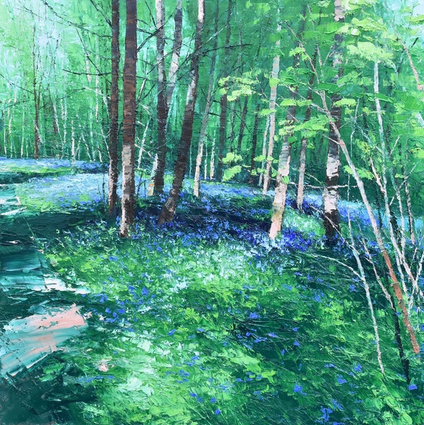 Shadows and Bluebells. Oil painting (CC69)