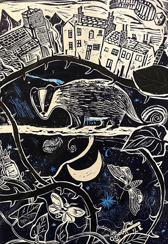 The Path of the Badger, Linocut Print 2/30(EB18)