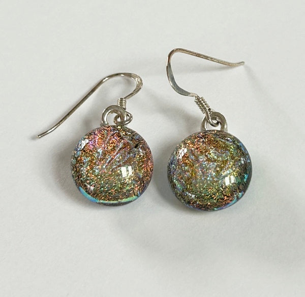 Dichroic Glass Hook Earrings, Light hue (AF03)