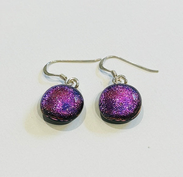 Dichroic Glass Hook Earrings, Purple (AF11)