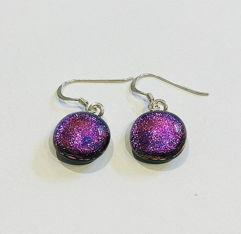 Dichroic Glass Hook Earrings, Purple (AF11)