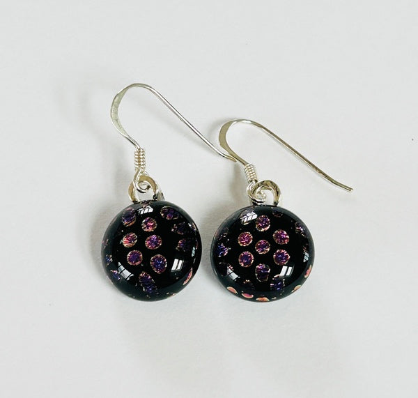 Dichroic Glass Hook Earrings, Dotty (AF25)