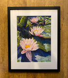 Water Lilies Trio. Pastel Painting (BP06)