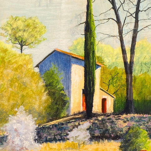 Cezanne's Cabin, Pastel Painting, Framed. (BP42)