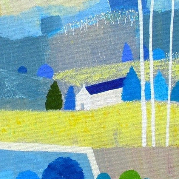 Blue Garden. Vertical Acrylic Painting (GLP07)