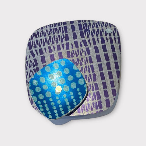 Turquoise & Purple Square Brooch (MN81)