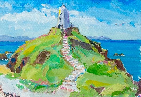 Llanddwyn Beach Lighthouse 1. Watercolour (CL22)