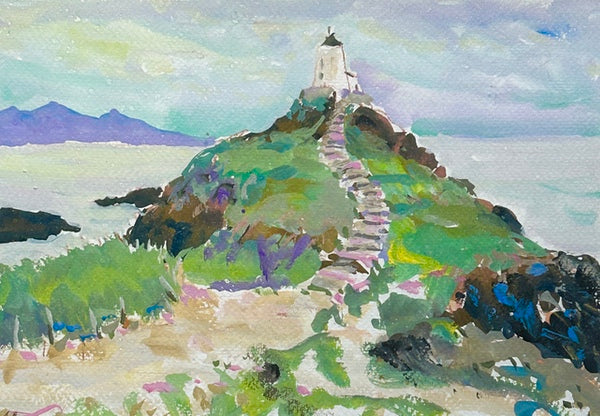 Llanddwyn Beach Lighthouse 2. Watercolour (CL23)