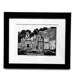 Selly Manor 10/30. Linoprint; FRAMED (CM37)
