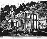Selly Manor 10/30. Linoprint; FRAMED (CM37)
