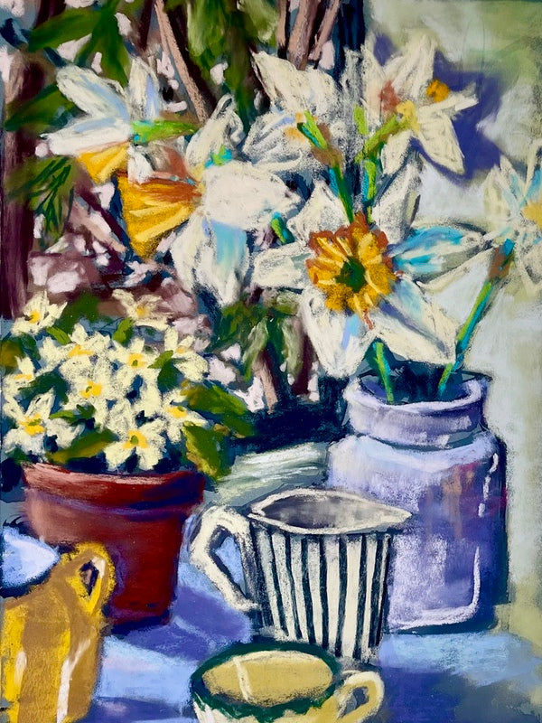 Still life Daffodils, Pastel on Paper (KT30)