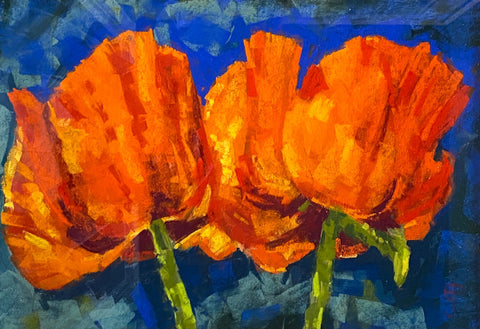 A Triplet of Tulips, Pastel, FRAMED (BP38)