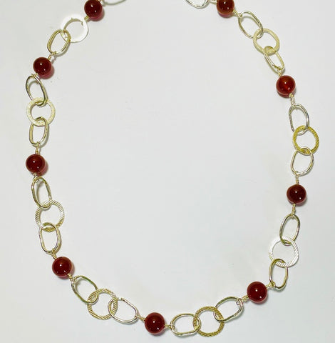 Red Carnelian & Sterling Silver Necklace (FH03)