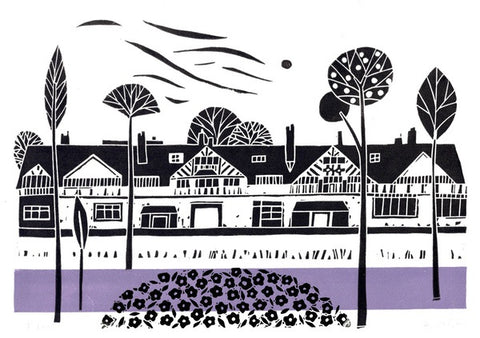 First Row, Bournville. Linocut Print, open ed (GL505)