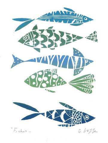 Fishes. Linocut Print, open ed (GL506)