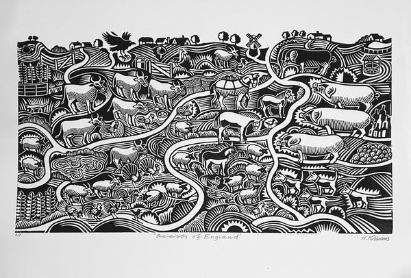 Beasts of England a/p. Linocut Print (HR17)