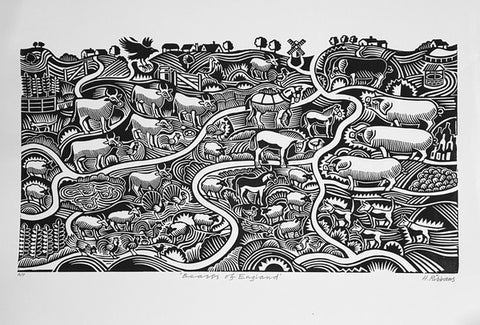 Beasts of England a/p. Linocut Print (HR17)