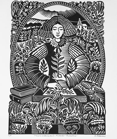 Faversham's Flower Painter a/p. Linocut Print (HR20)