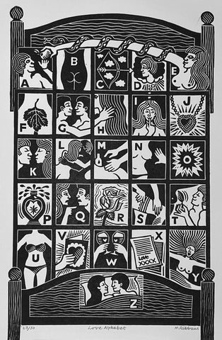 Love Alphabet 23/50. Linocut Print (HR23)