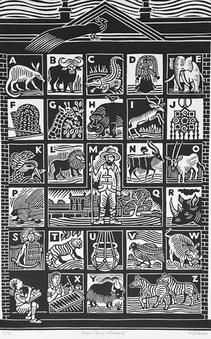 Major Percy's Alphabet 9/50. Linocut Print (HR24)