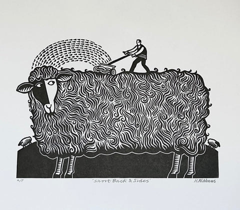 Short Back and Sides a/p. Linocut Print (HR27)