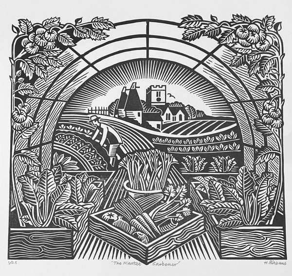 The Market Gardener 1/25. Linocut Print (HR28)