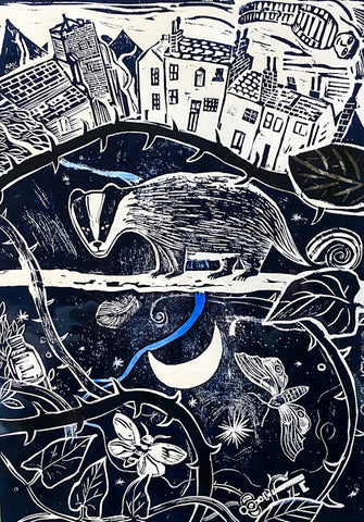 The Path of the Badger, Linocut Print, 13/30 (EB18)