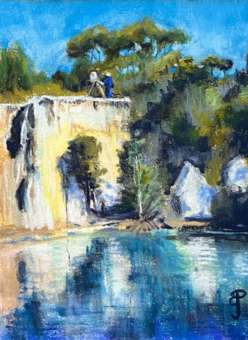 Little Blue Lake, Pastel, Framed. (BP41)