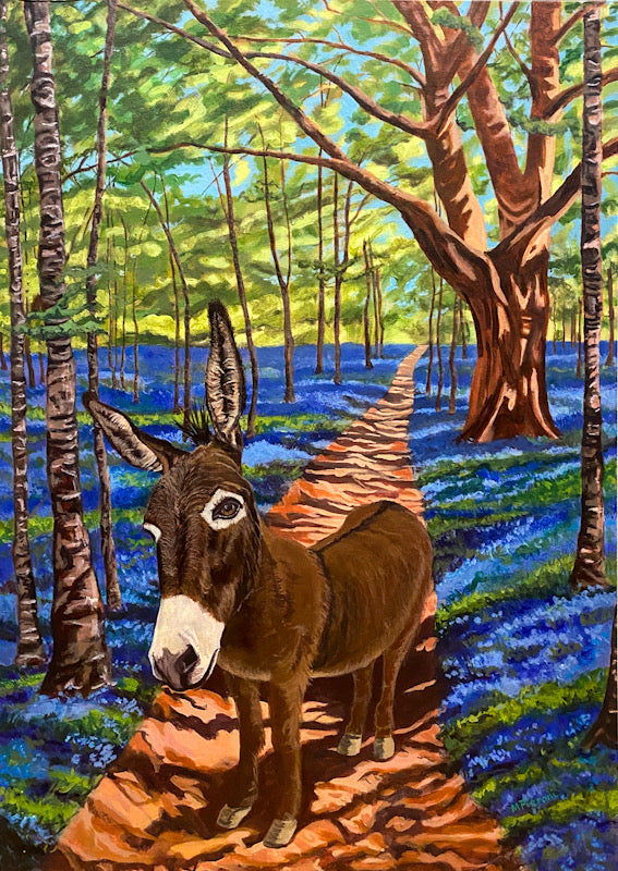 Donkey in the Bluebells. Acrylic (MA13)