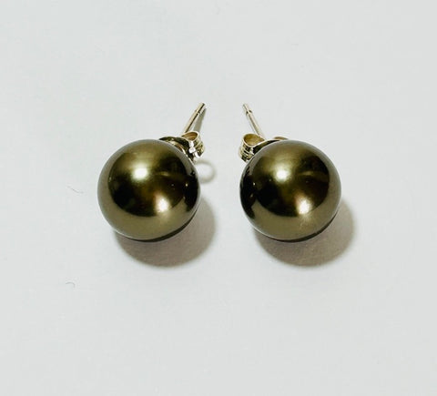 Mother of Pearl Stud Earrings, Bronze (PO24)