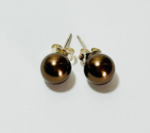 Mother of Pearl Stud Earrings, Bronze (PO24)