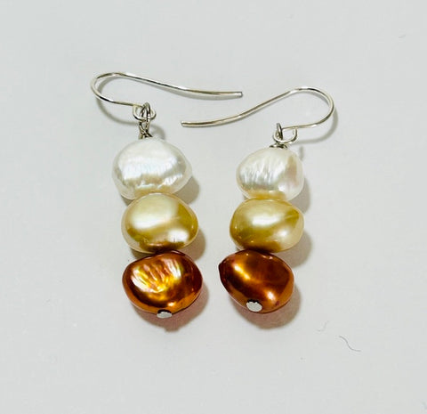 Three Pearl Earrings, 3 colours (PO25)