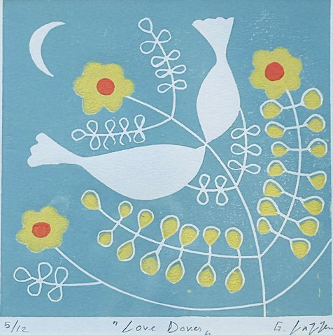 Love Doves 5/12. Limited edition Linoprint (GL23)