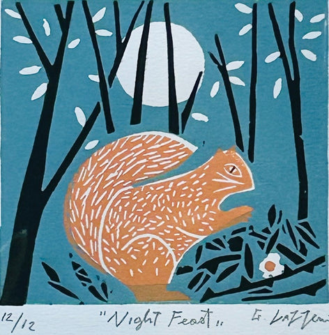 Night Feast 12/12. Limited edition Linoprint (GL24)