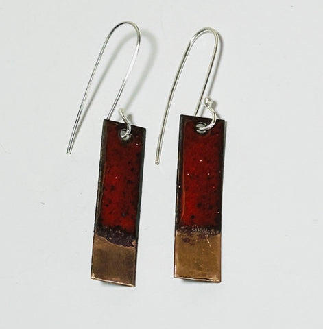 Rectangle Enamel Earrings (Red-Copper Tip) JM66