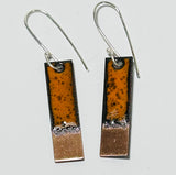 Rectangle Enamel Earrings (Orange-Copper Tip)JM59