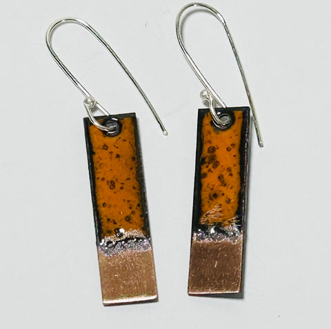 Rectangle Enamel Earrings (Orange-Copper Tip)JM59