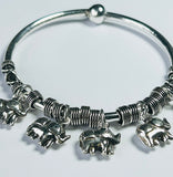 Sterling Silver Bangle with Elephant trinkets (PG70)